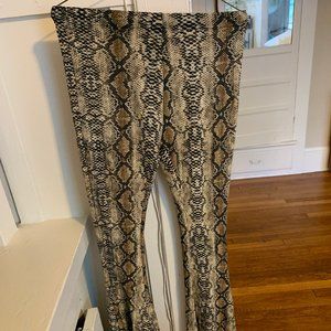 See-Through Snake Skin Stretchy Flare Pants